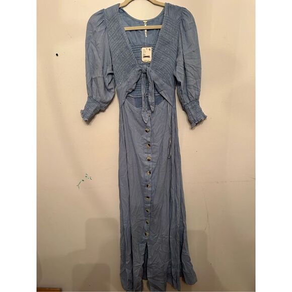 Free People String Of Hearts Maxi Dress Smocked size xs - Picture 3 of 6